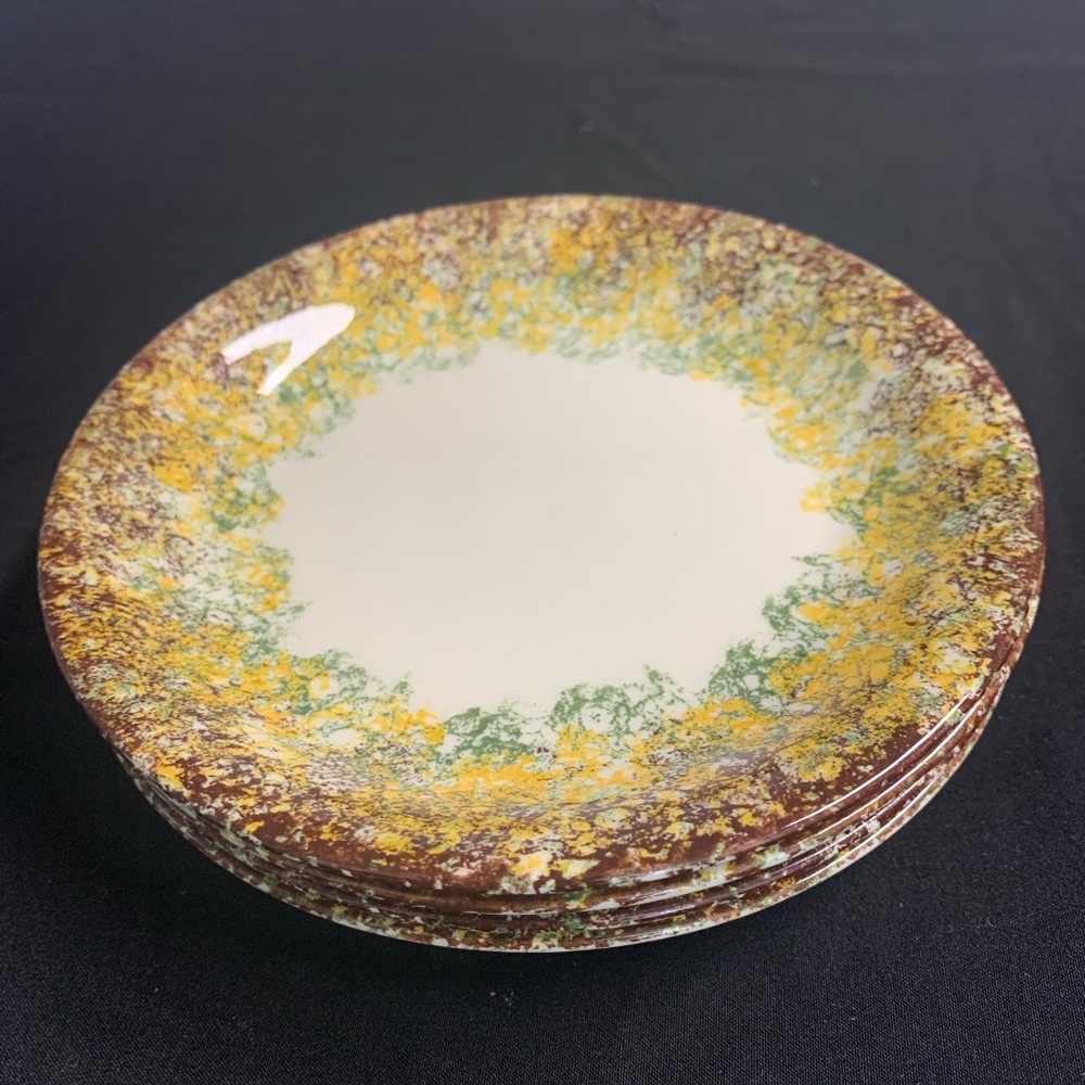 Vintage MCM Vernon-ware Spongeware Plates HAWAIIAN CORAL by Metlox